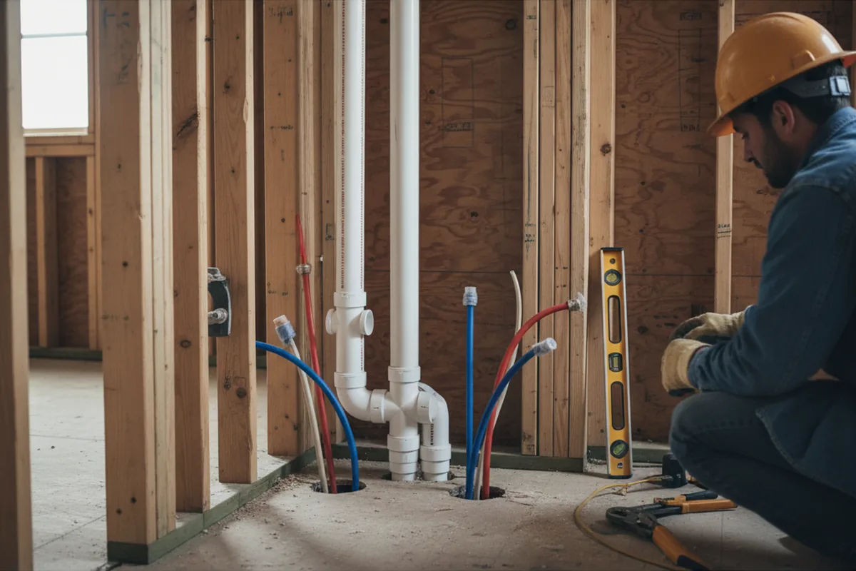 Drain and supply rough-in during Toilet Repair and Installation in Veedersburg