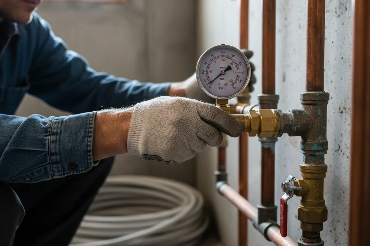 Pressure testing a repaired line during Water Line Repair in Veedersburg